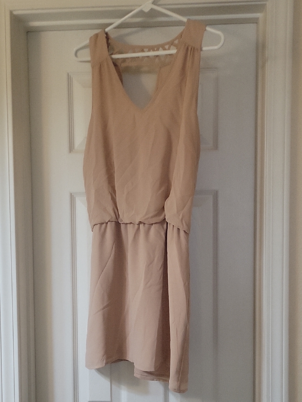 Naked Zebra Sleeveless V-Neck Beige Women’s Dress